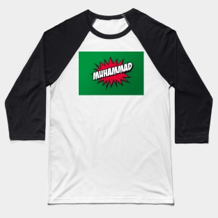 Personalised 'Muhammad' Kapow Wow Cartoon Comic Style Design Baseball T-Shirt